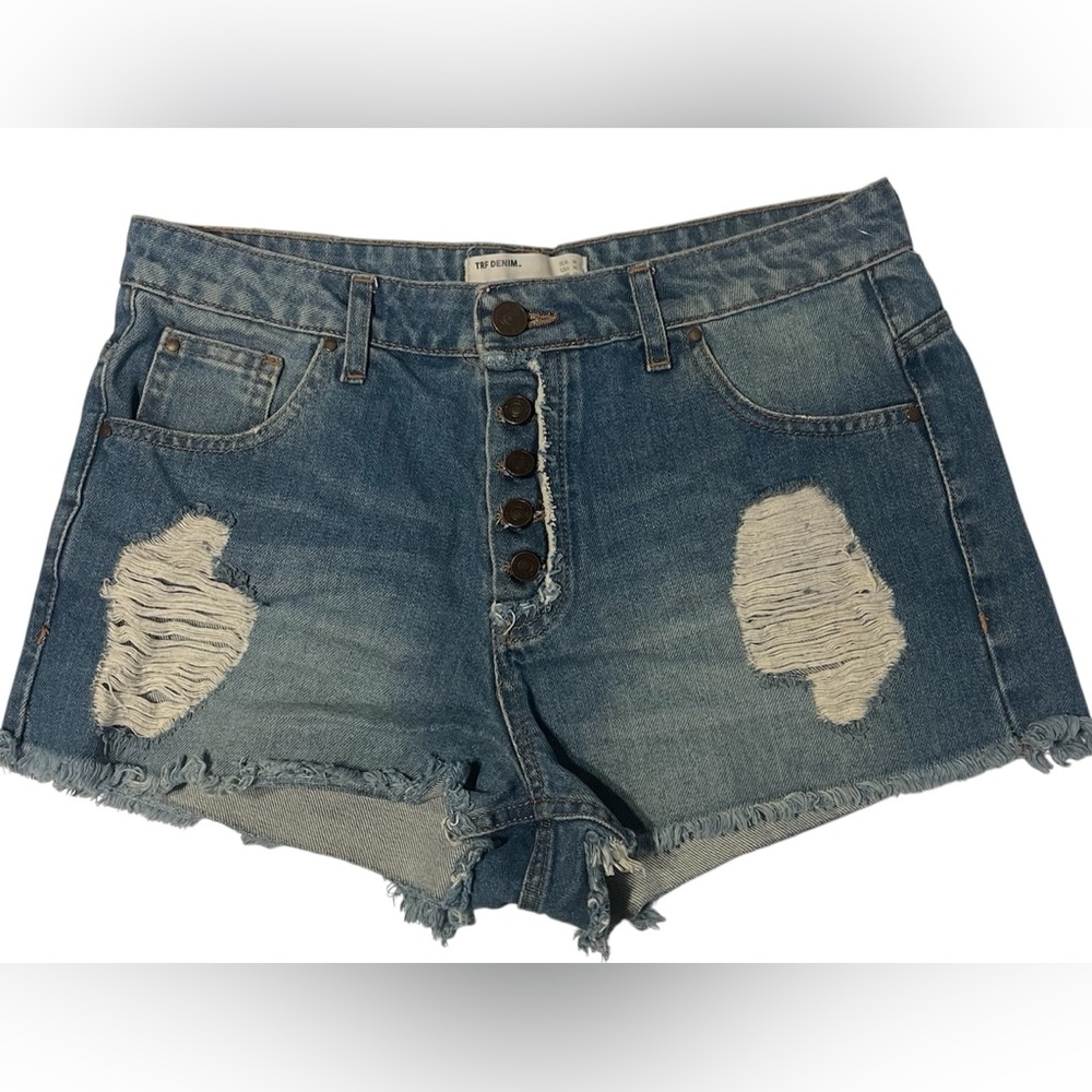 Zara Blue Distressed Jean Shorts